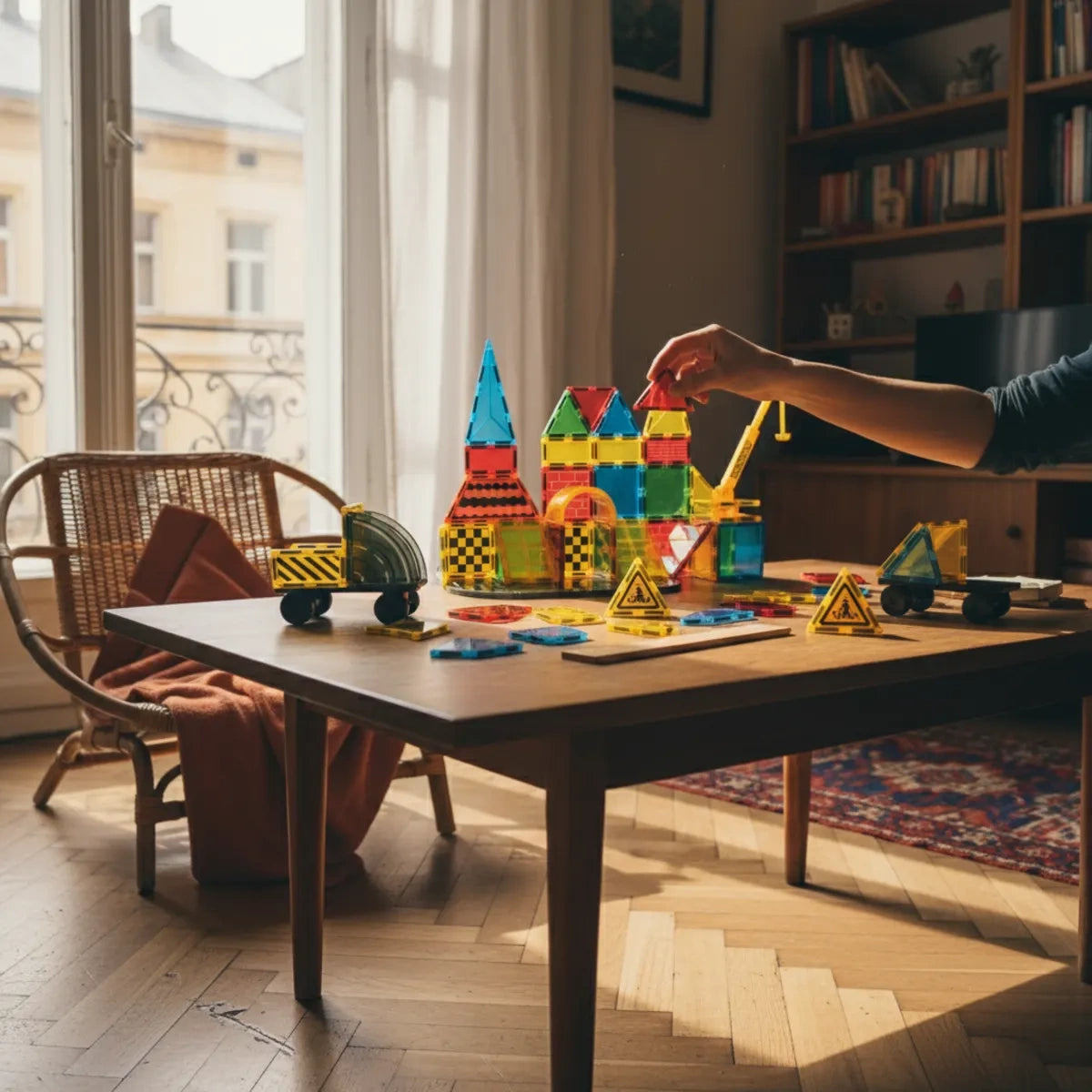 Klocki magnetyczne plac budowy 50 el. przezroczyste Magnetic Tiles, od 3 lat