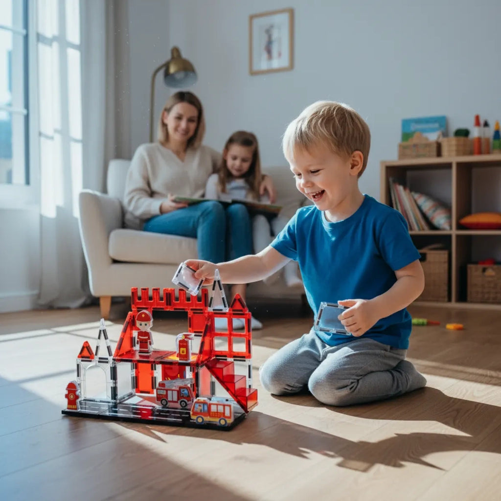 Klocki magnetyczne straż pożarna 32 el. Magnetic Tiles, od 3 lat