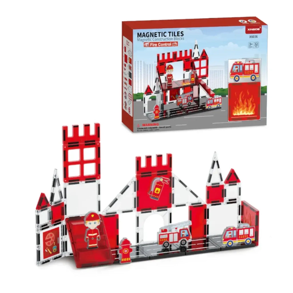 Klocki magnetyczne straż pożarna 32 el. Magnetic Tiles, od 3 lat
