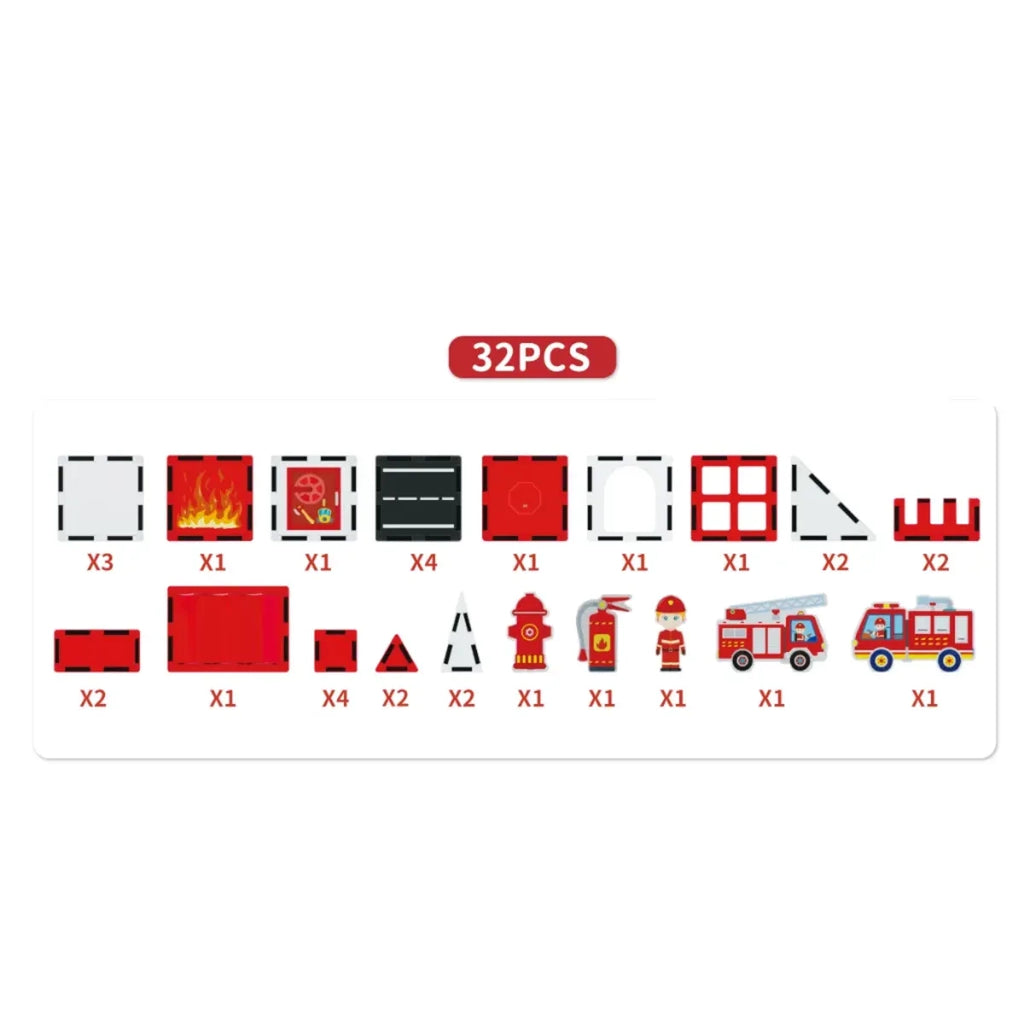 Klocki magnetyczne straż pożarna 32 el. Magnetic Tiles, od 3 lat