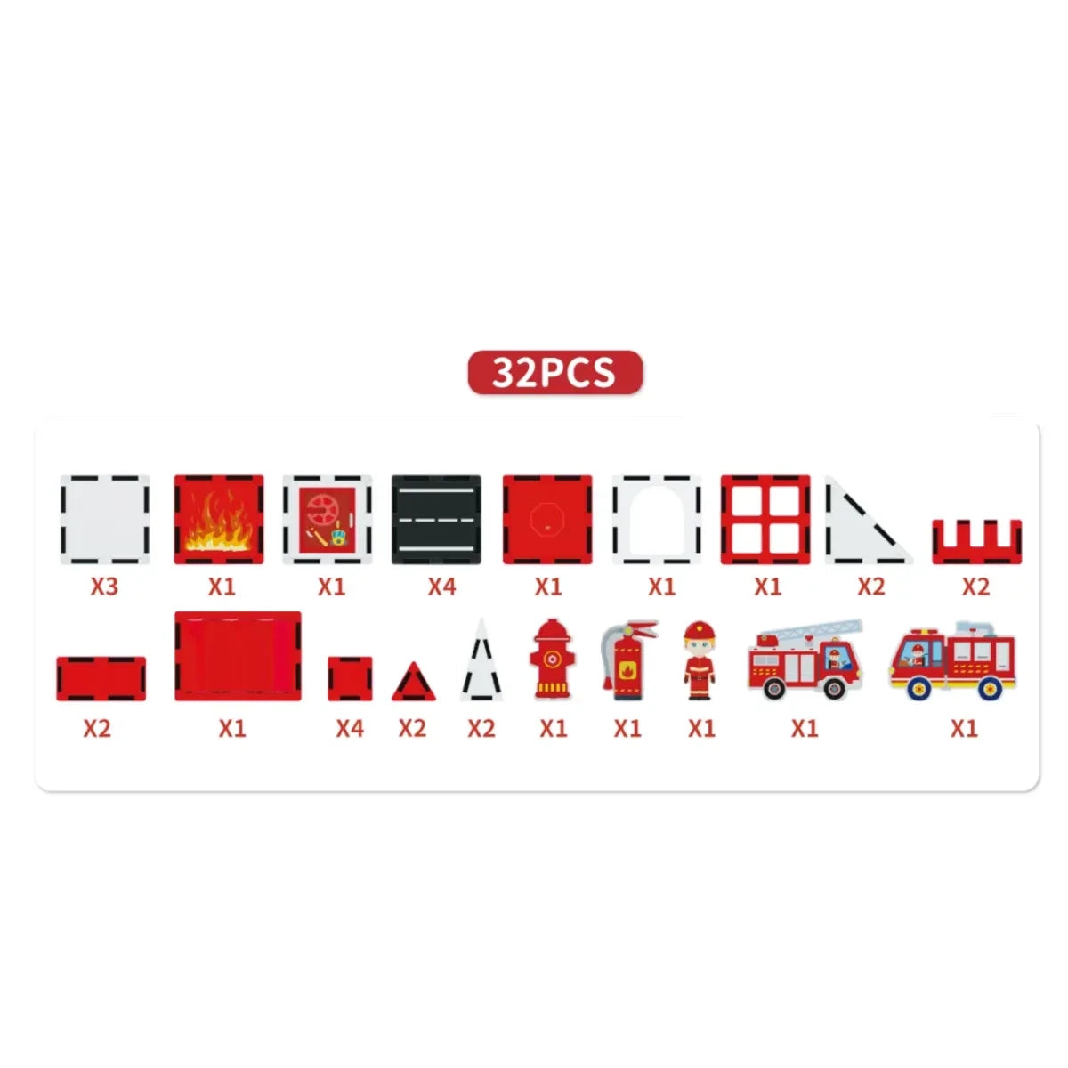 Klocki magnetyczne straż pożarna 32 el. Magnetic Tiles, od 3 lat