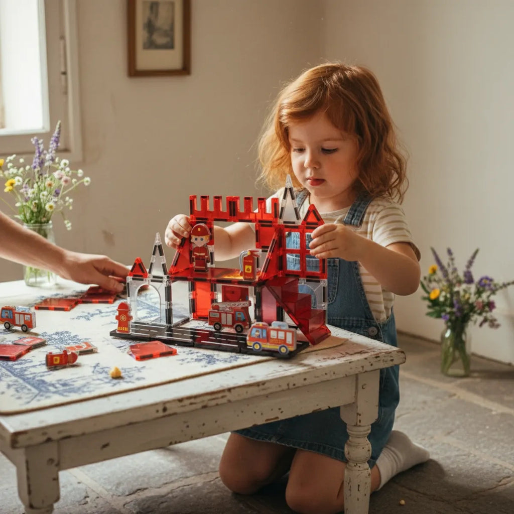 Klocki magnetyczne straż pożarna 32 el. Magnetic Tiles, od 3 lat