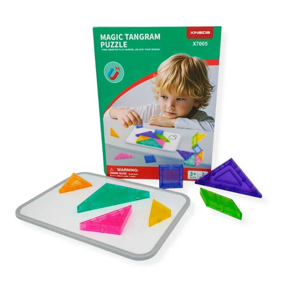 Klocki magnetyczne tangram 7 el. z tablicą, od 3 lat