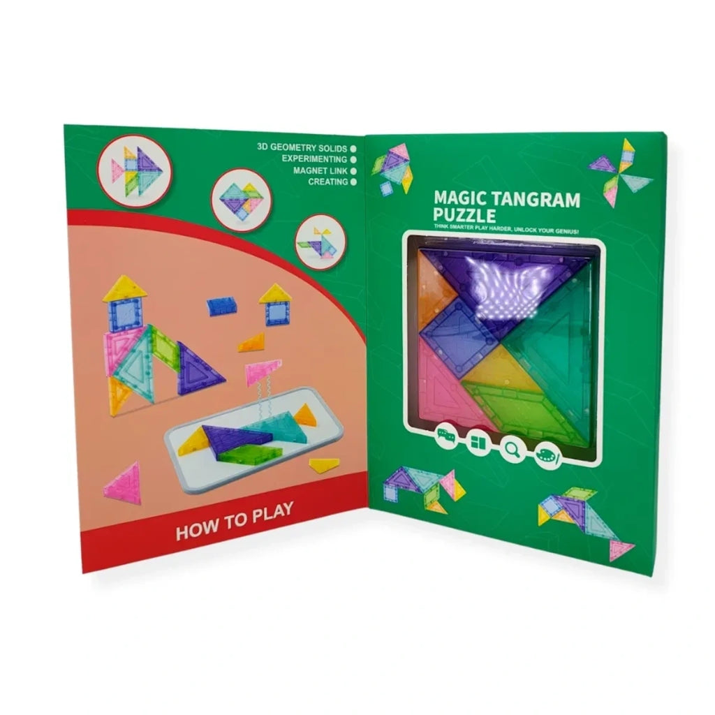 Klocki magnetyczne tangram 7 el. z tablicą, od 3 lat