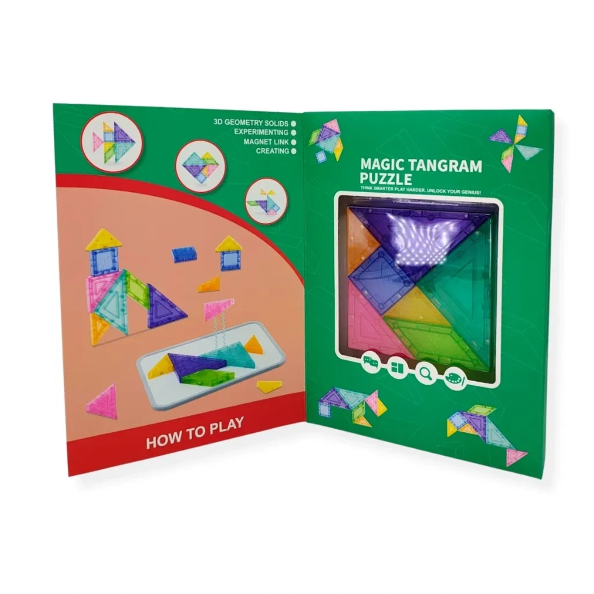 Klocki magnetyczne tangram 7 el. z tablicą, od 3 lat