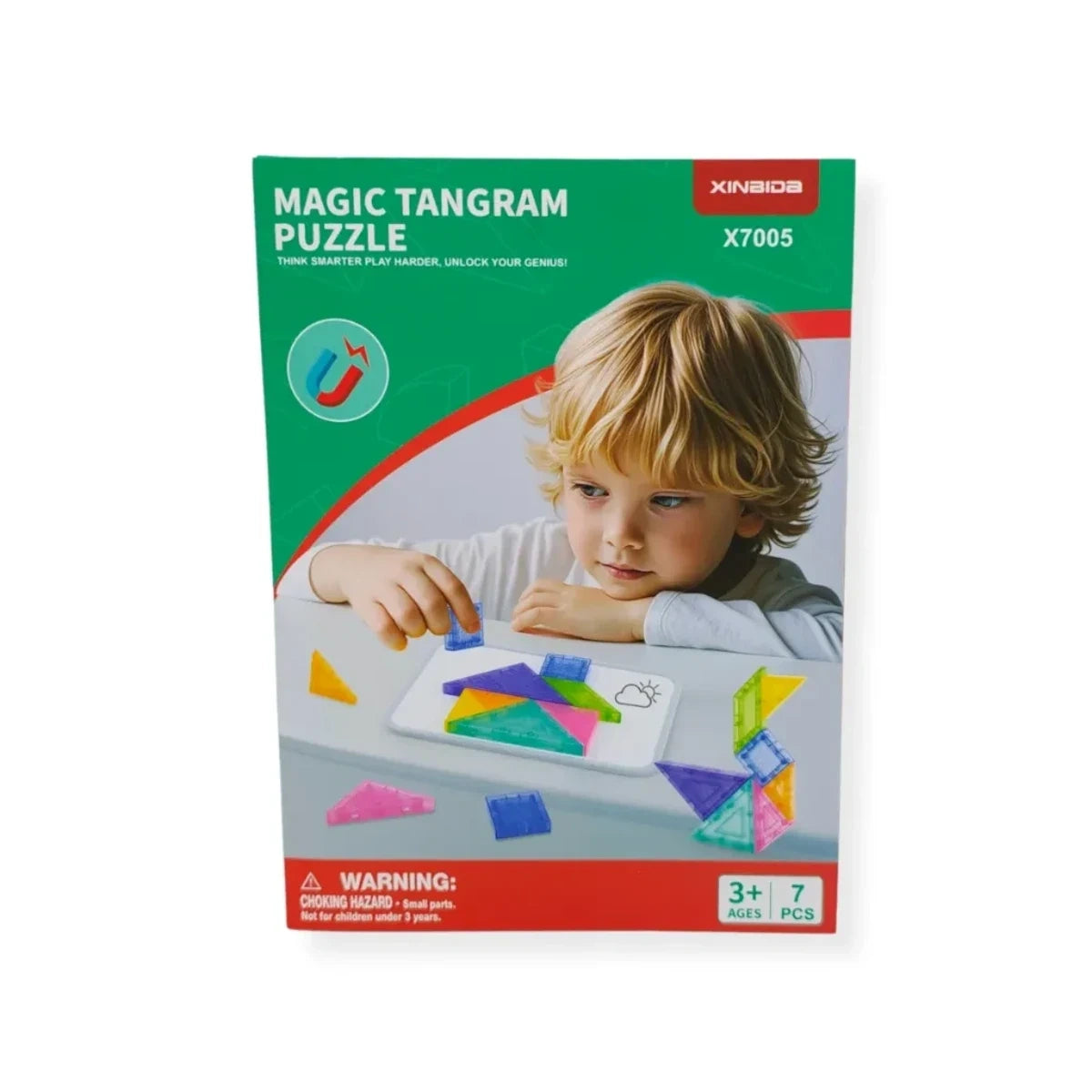 Klocki magnetyczne tangram 7 el. z tablicą, od 3 lat