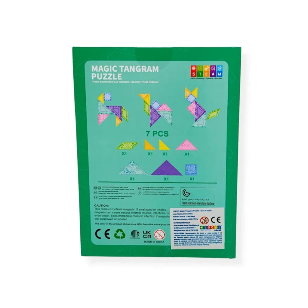 Klocki magnetyczne tangram 7 el. z tablicą, od 3 lat