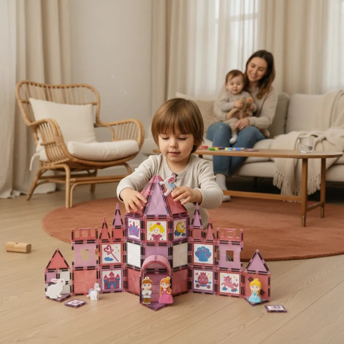Klocki magnetyczne zamek 78 el. Magnetic Tiles Window Art, od 3 lat