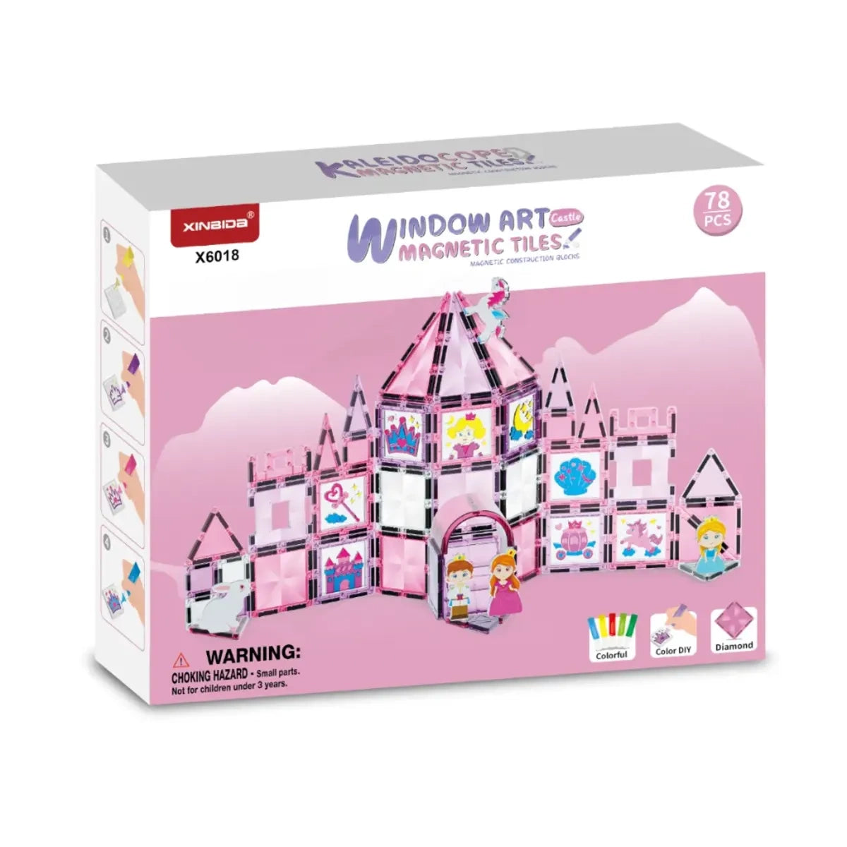 Klocki magnetyczne zamek 78 el. Magnetic Tiles Window Art, od 3 lat