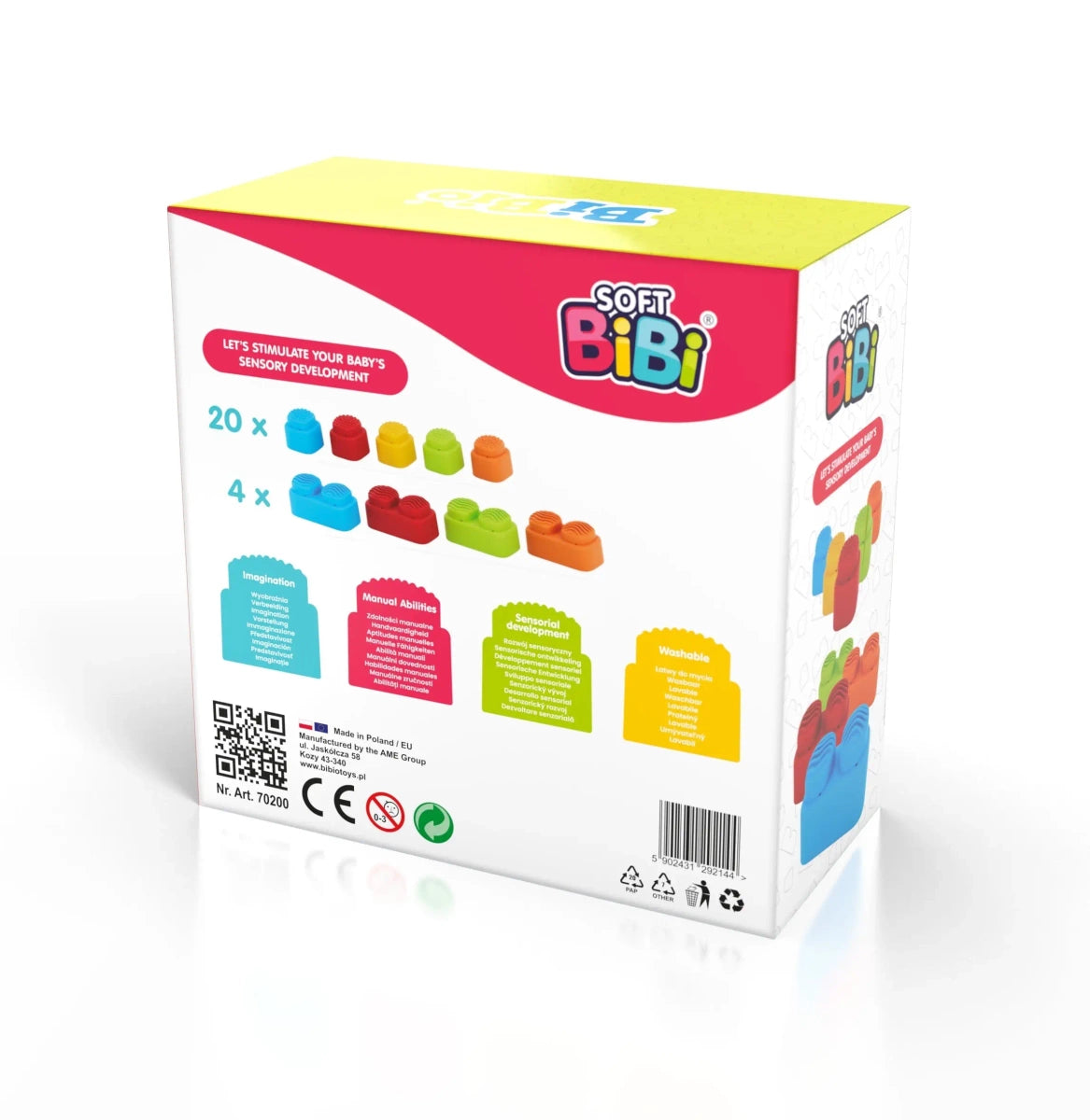 Klocki sensoryczne Soft BiBi 24 el. od 6 miesięcy, od 6 mies.