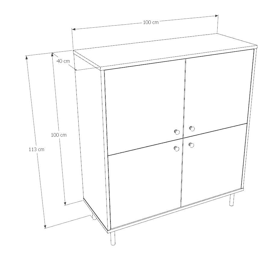 Komoda czterodrzwiowa Venus 113×100 cm – kolor orzech