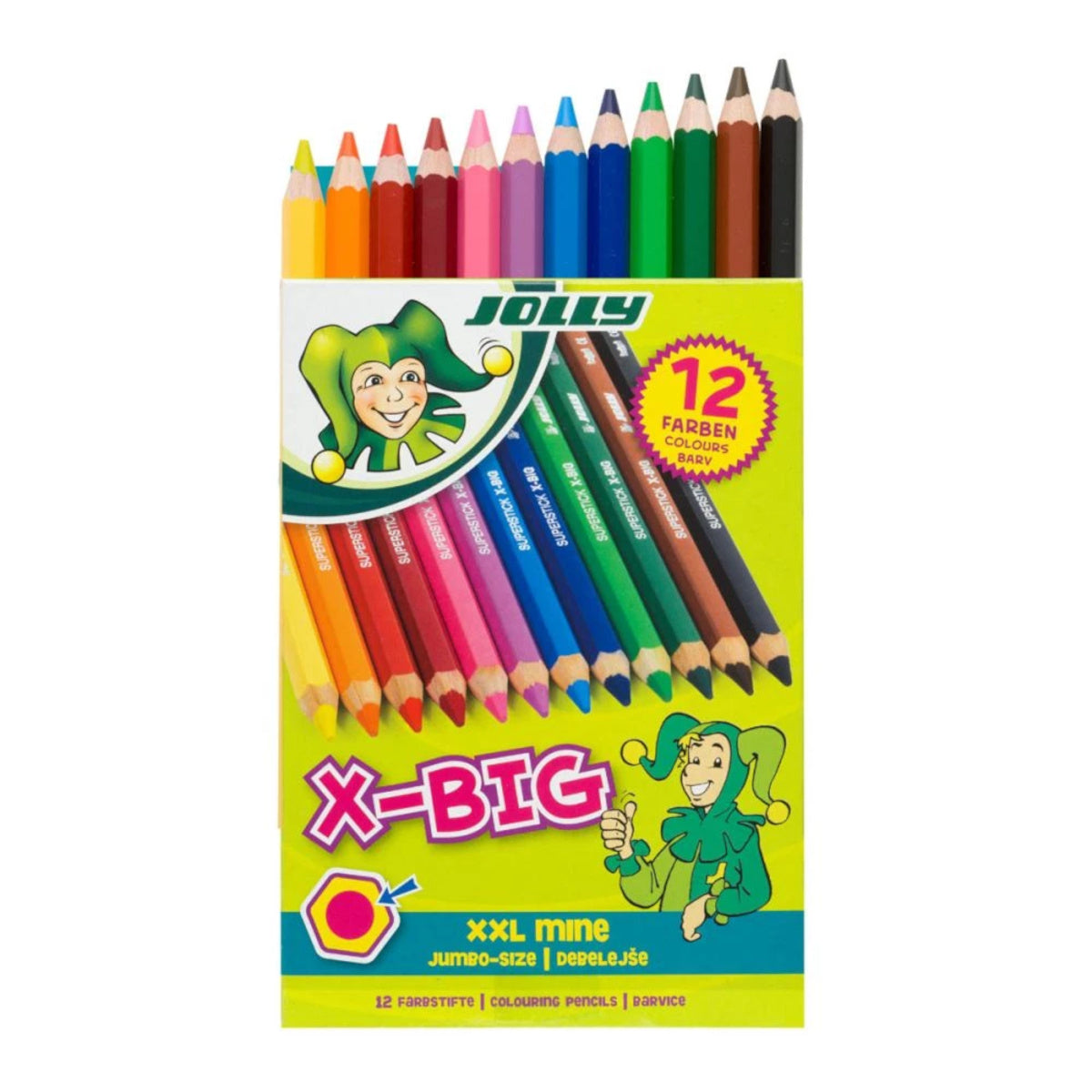 Kredki duże dla dzieci X-Big 12 kolorów, od 3 lat
