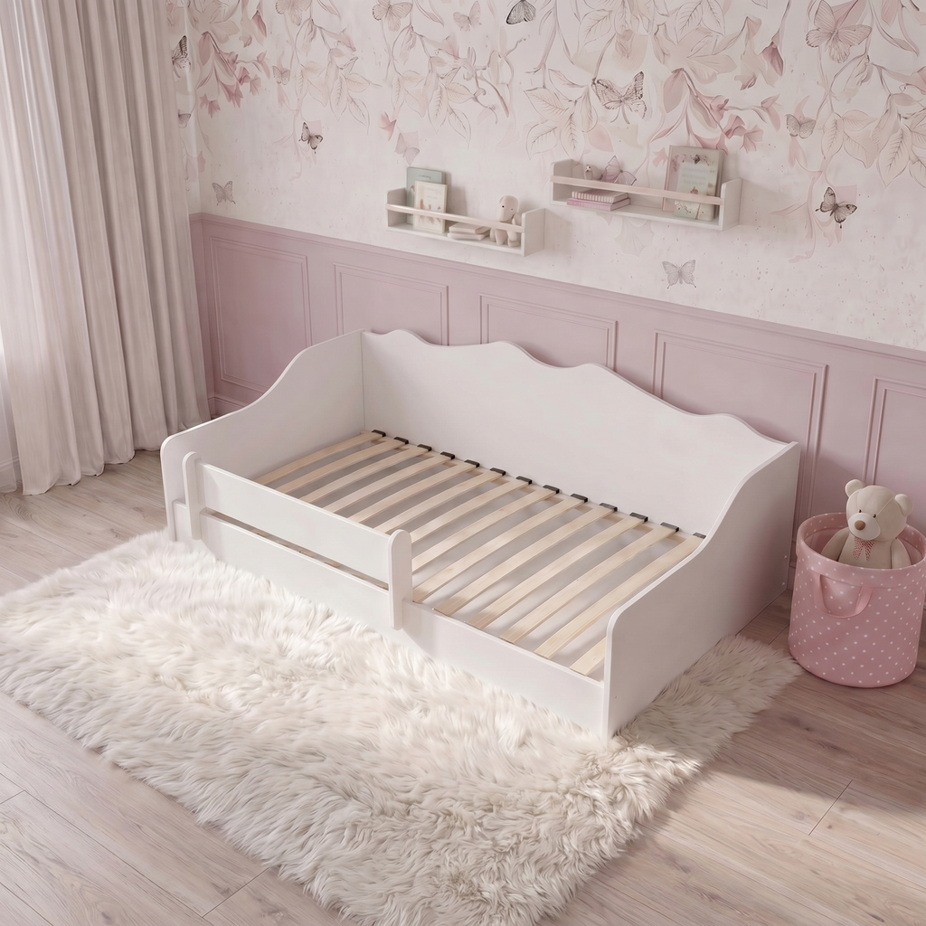Łóżeczko podłogowe Montessori 140×70 cm bez materaca Biały Emma
