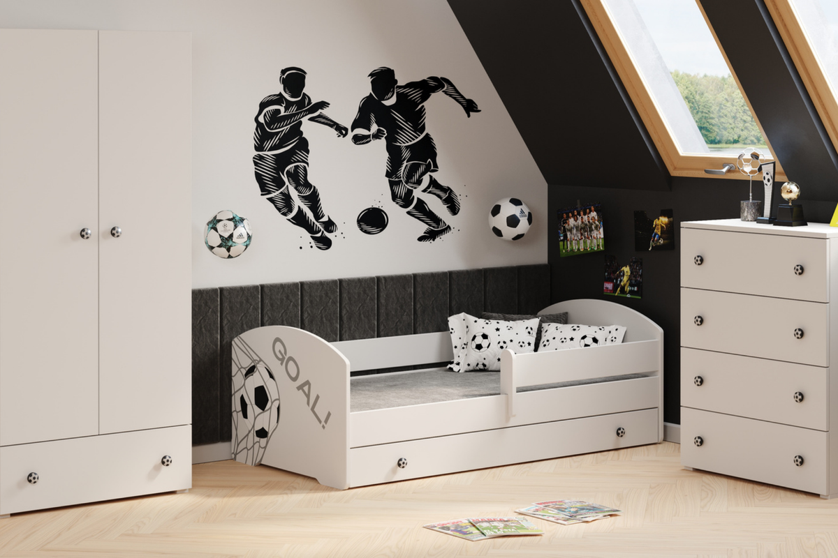 Łóżko dziecięce Luk z szufladą i barierką 140×70 cm Gol
