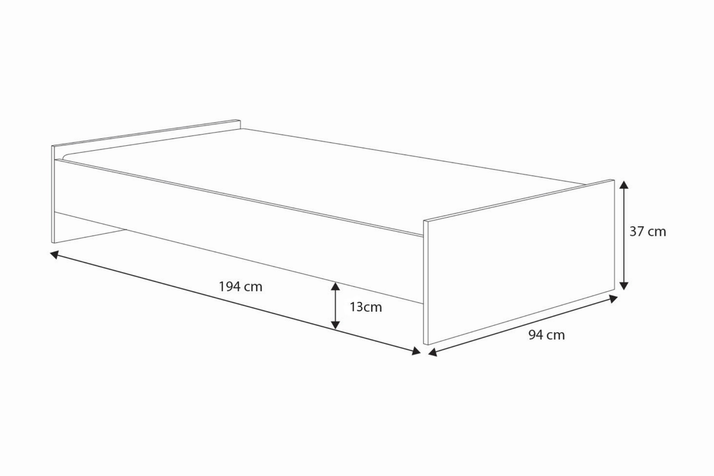 Łóżko młodzieżowe Karo 190×90 cm – Szare