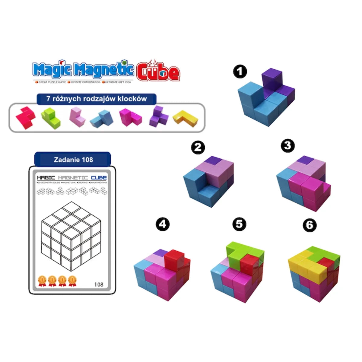 Magnetyczne kostki Magic Magnetic Cubes 28 el., od 3 lat