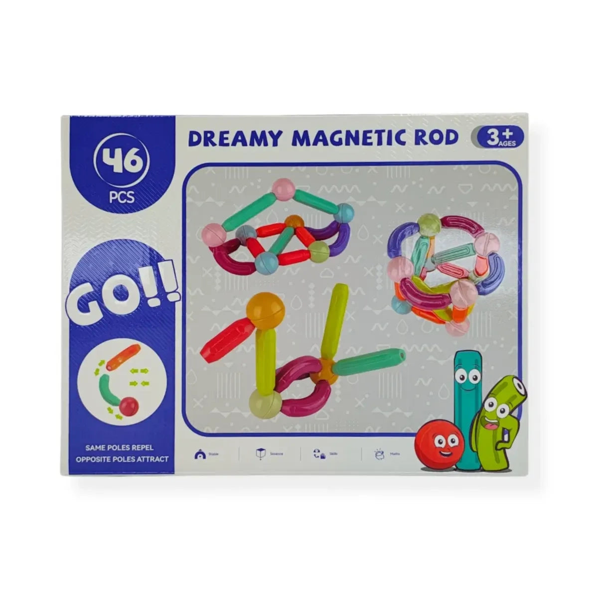 Magnetyczne pałeczki i kulki 46 el., od 3 lat