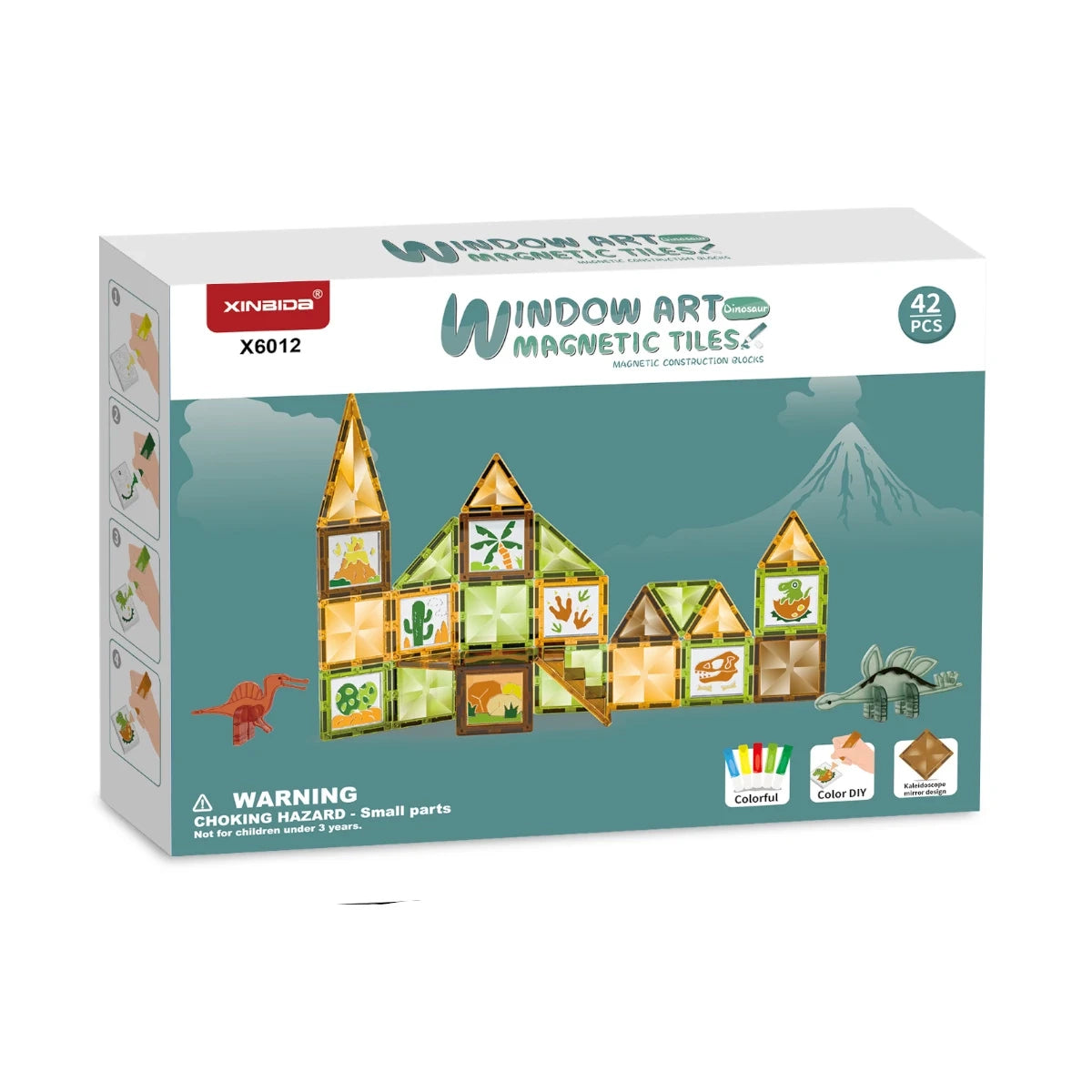 Klocki magnetyczne Dinozaury Window Art 42 el., od 3 lat