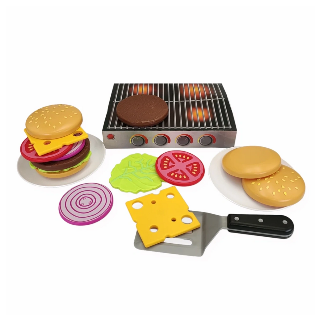 Magnetyczny zestaw burger z grillem 18 el., od 3 lat