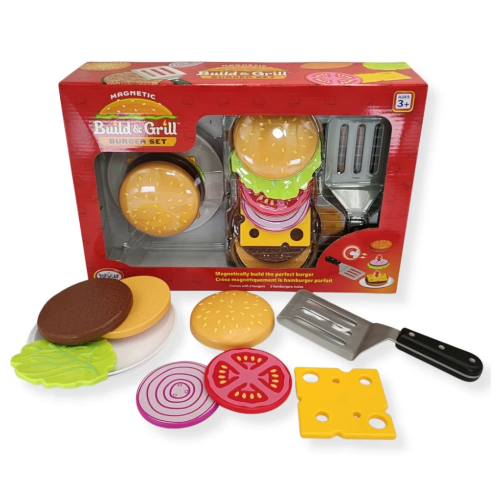 Magnetyczny zestaw burger z grillem 18 el., od 3 lat
