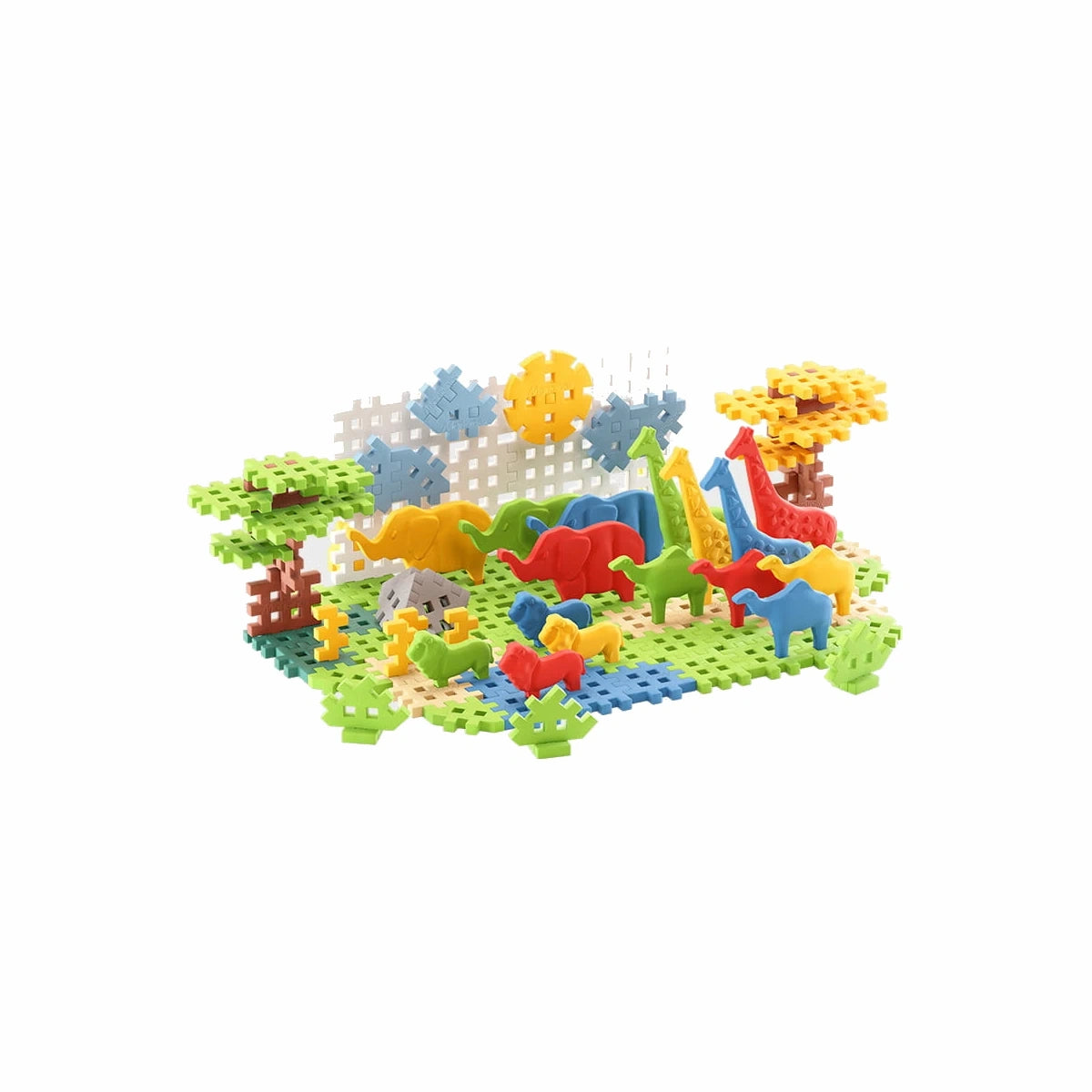 Klocki z figurkami Mini Waffle Animals Safari 100 el., od 3 lat