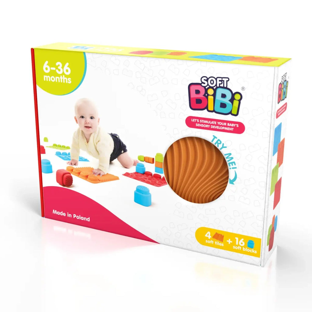 Maty sensoryczne z klockami Soft BiBi 20 el., od 6 mies.