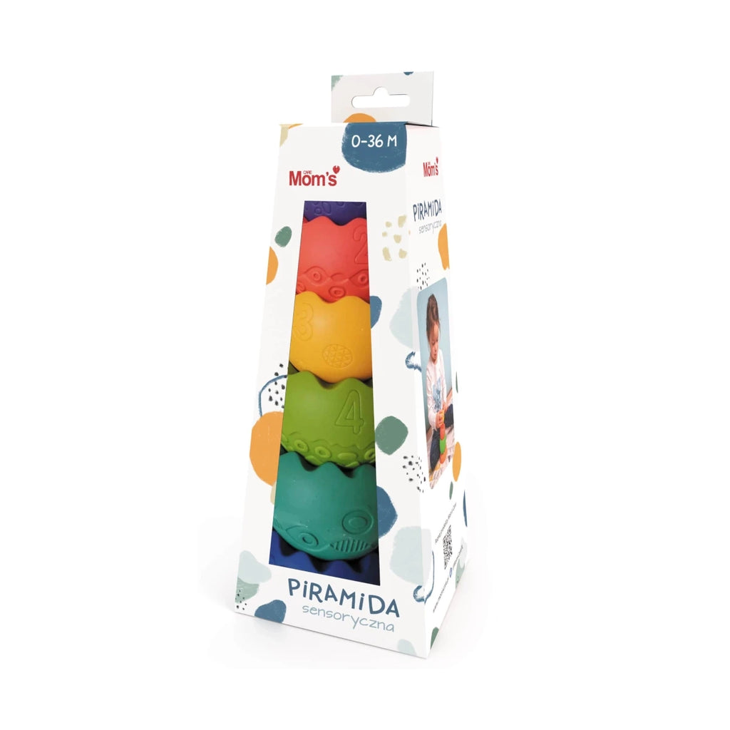 Pastelowa piramida sensoryczna 6 el., od 6 mies.