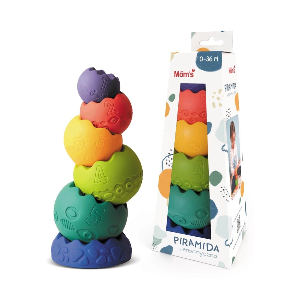 Pastelowa piramida sensoryczna 6 el., od 6 mies.