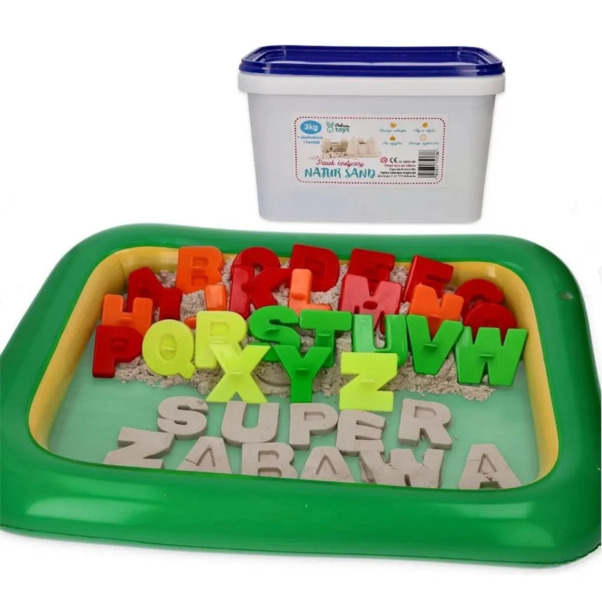Piasek kinetyczny NaturSand 3 kg z foremkami i piaskownicą, od 3 lat