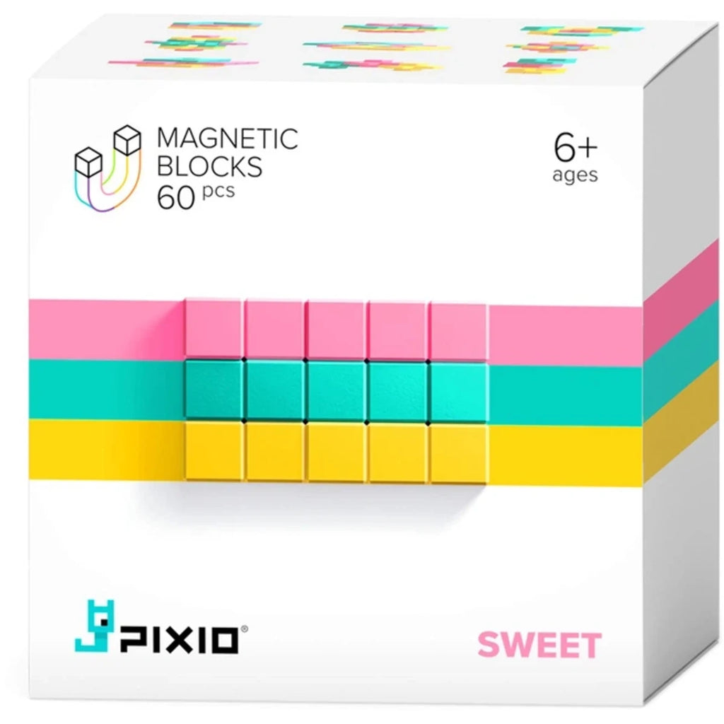 Sweet 60 klocki magnetyczne żółte różowe turkusowe, od 6 lat