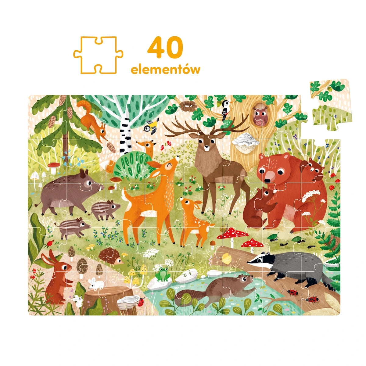 Puzzle Las Leśne zwierzęta 40 el., od 3 lat