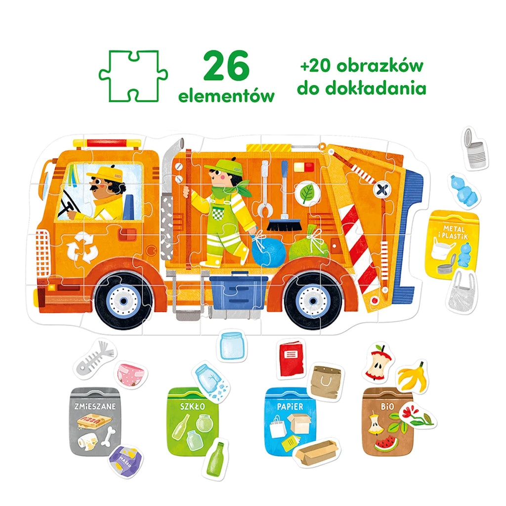 Układanka edukacyjna Puzzle Śmieciarka 26 el., od 2 lat