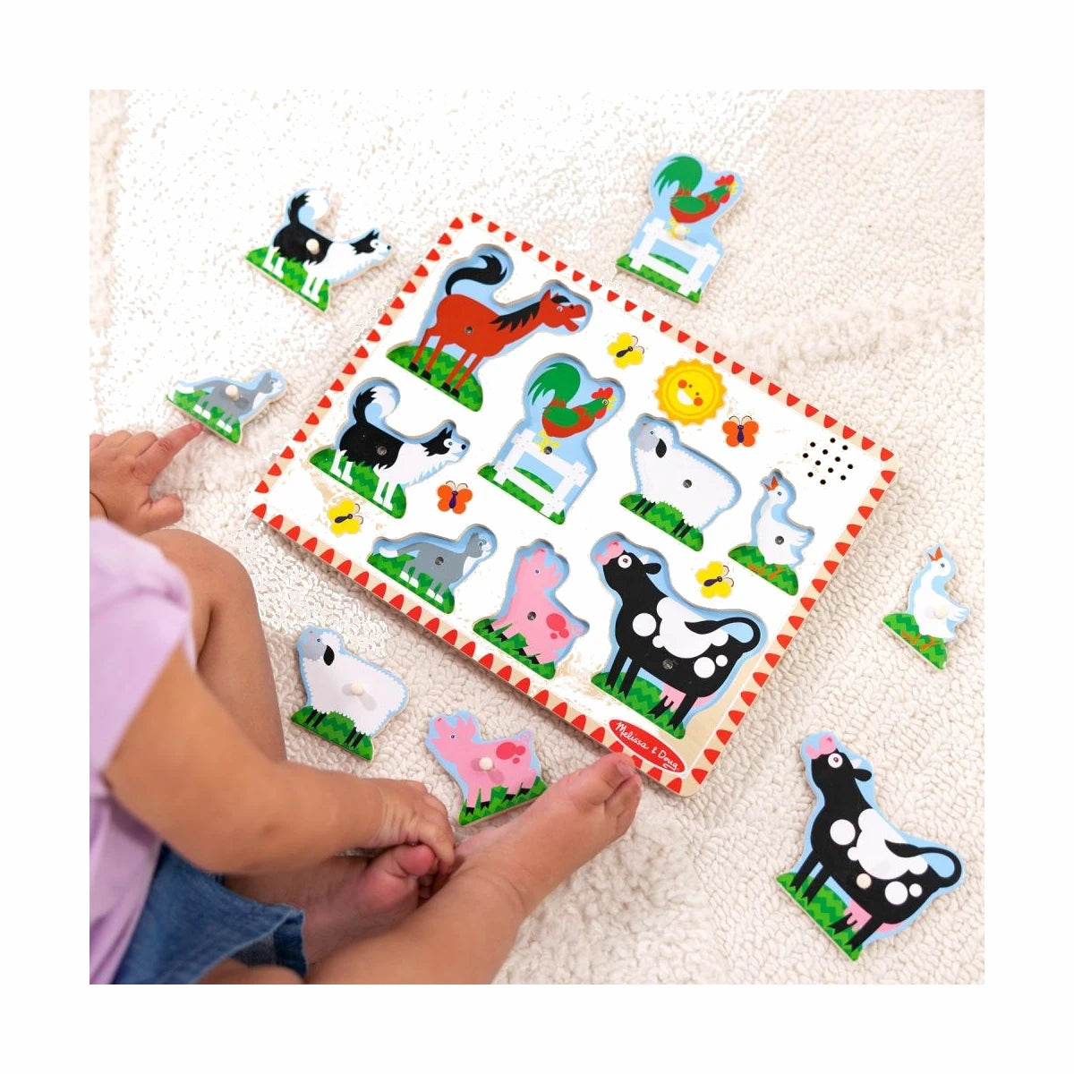 Puzzle dźwiękowe zwierzęta z farmy 8 el., od 2 lat
