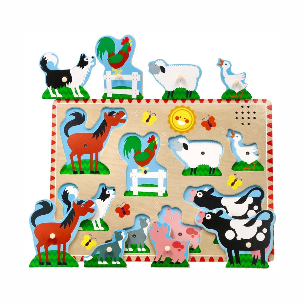 Puzzle dźwiękowe zwierzęta z farmy 8 el., od 2 lat