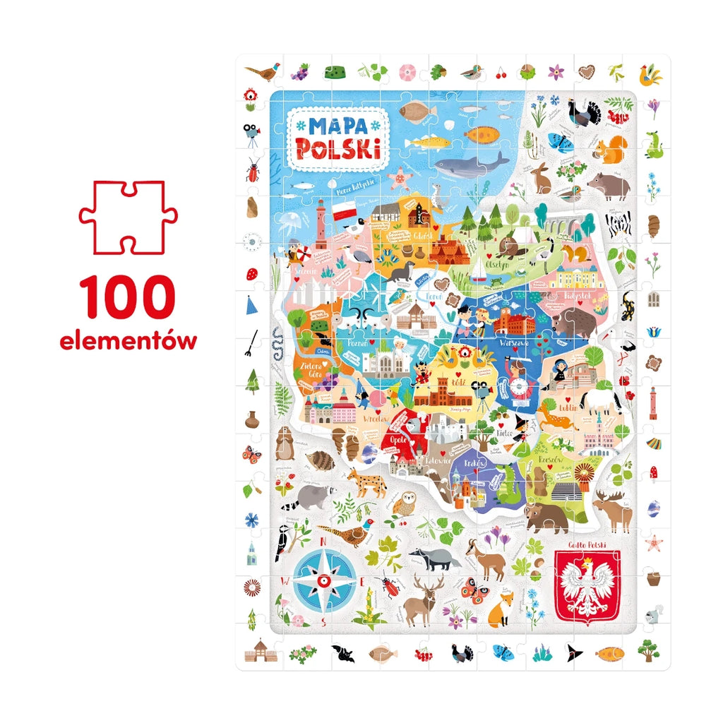 Puzzle obserwacyjne Mapa Polski edukacyjne, od 4 lat