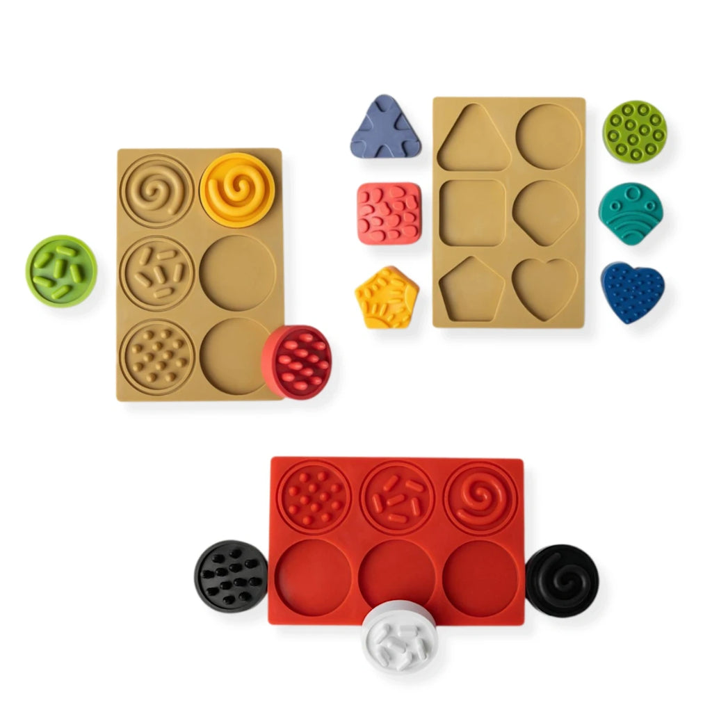 Sensoryczna tęcza Zestaw puzzli sensorycznych Dotyk, kształt 45 el., od 1 roku