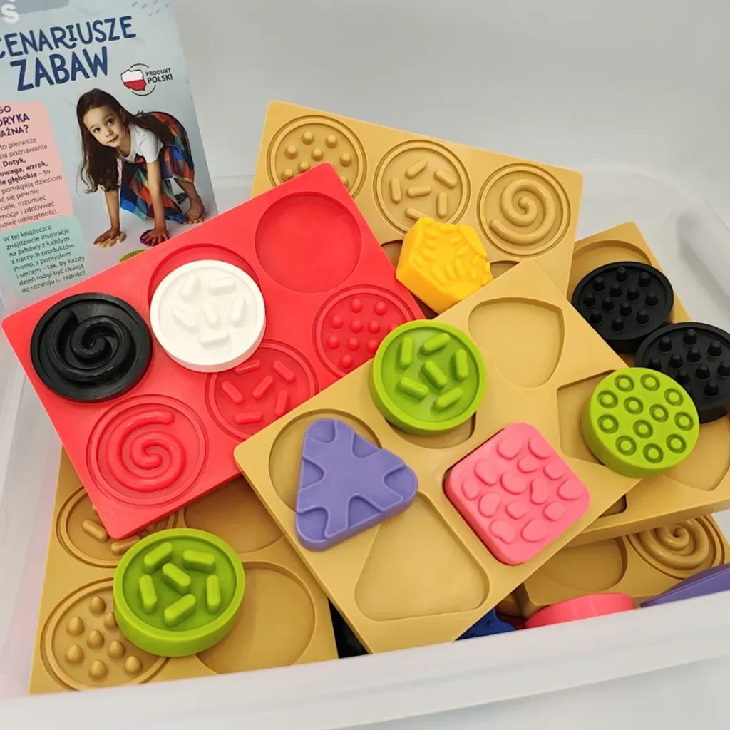 Sensoryczna tęcza Zestaw puzzli sensorycznych Dotyk, kształt 45 el., od 1 roku