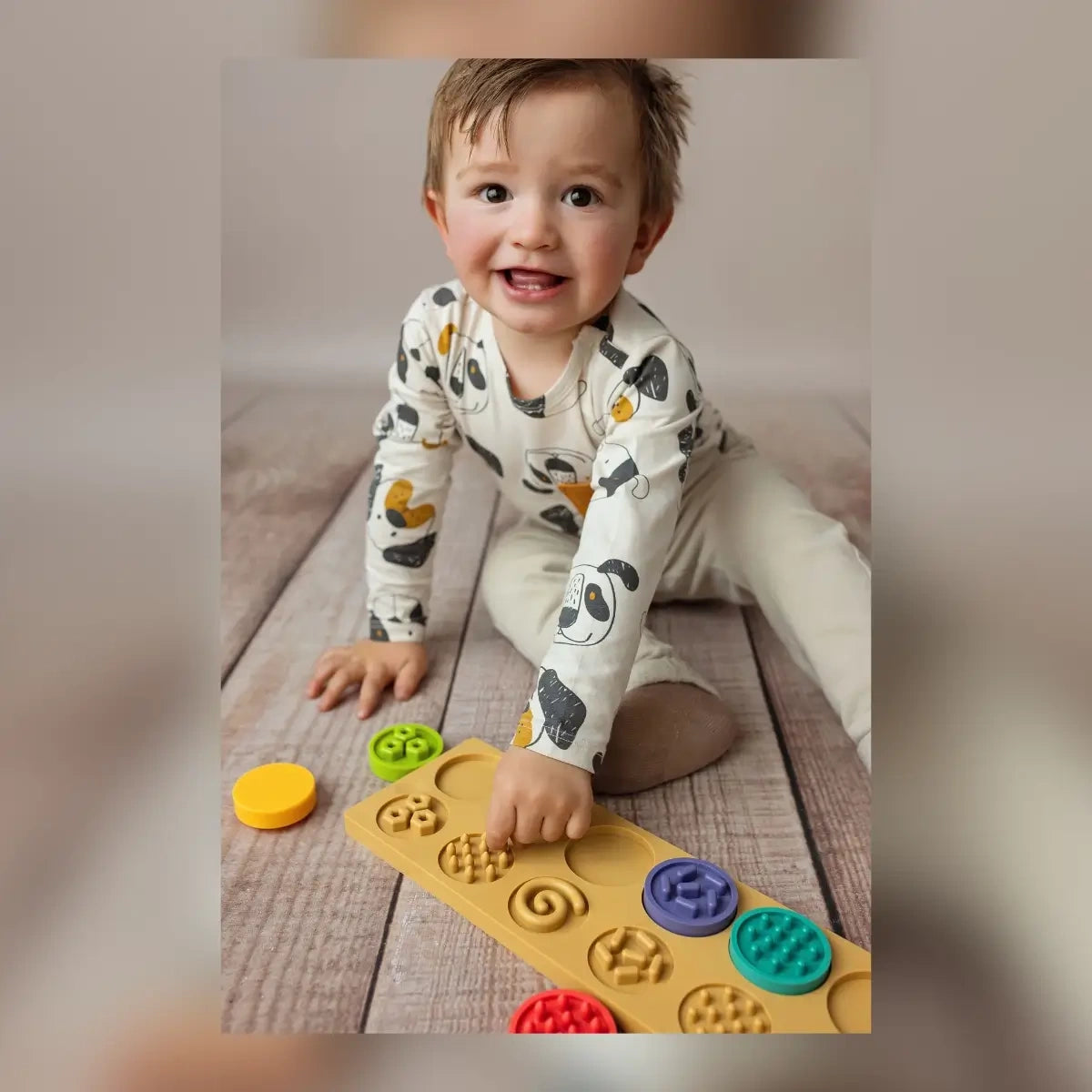 Puzzle sensoryczne kółeczka XL 6 el., od 6 mies.