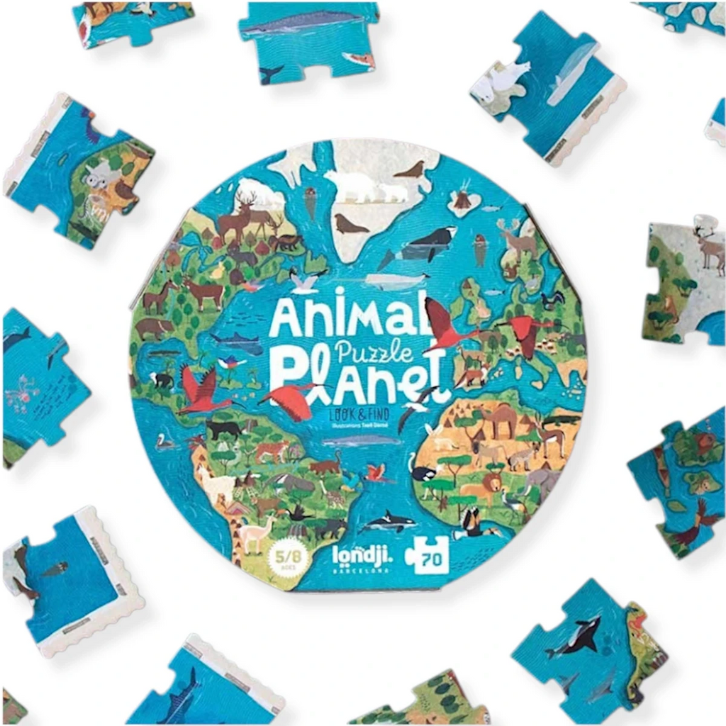 Puzzle tekturowe Animal Planet 70 el. z grą Londji, od 5 lat