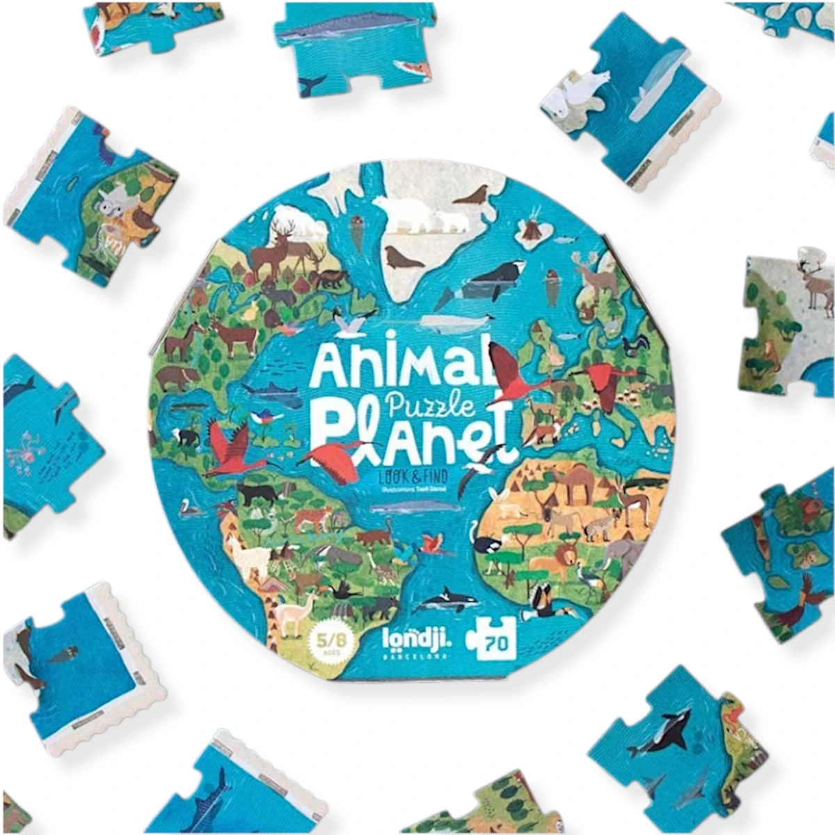 Puzzle tekturowe Animal Planet 70 el. z grą Londji, od 5 lat