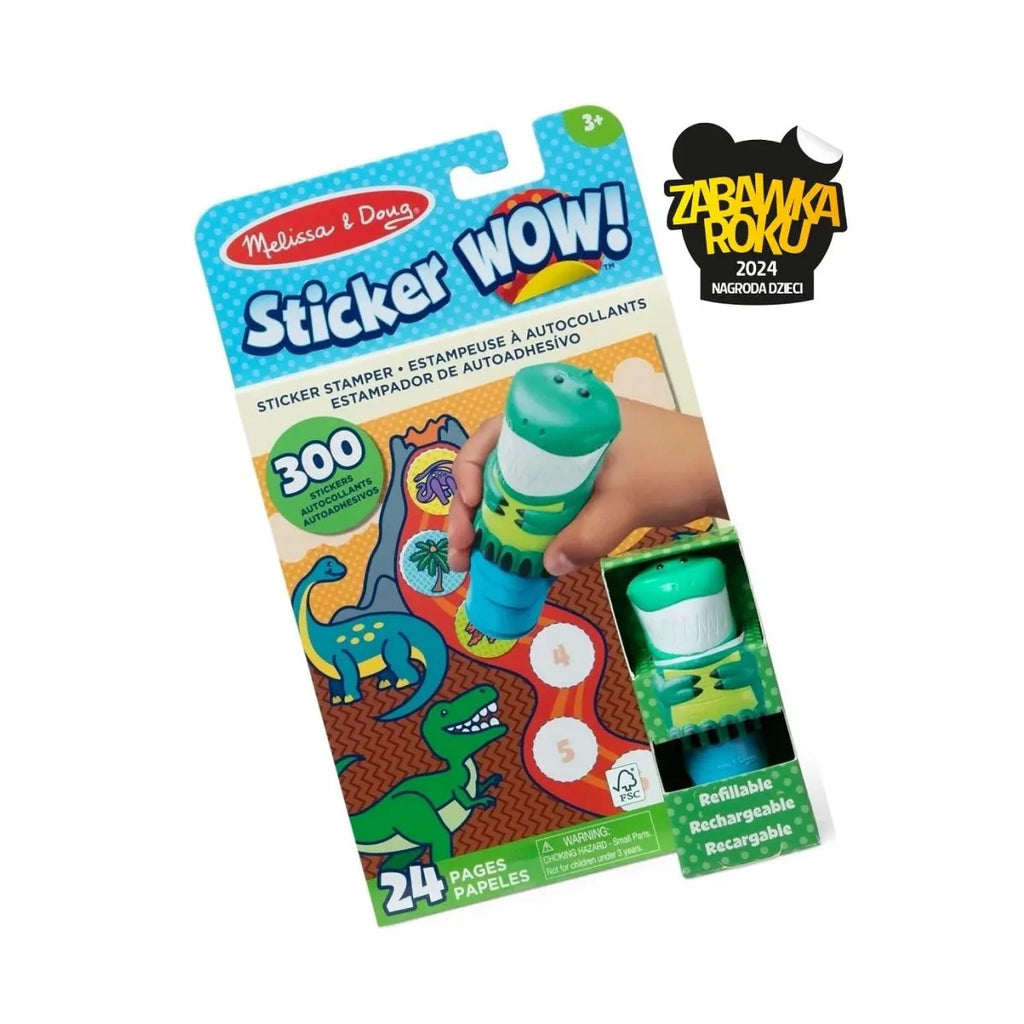 Książeczka i stempelek z naklejkami Dinozaur Sticker Wow, od 3 lat