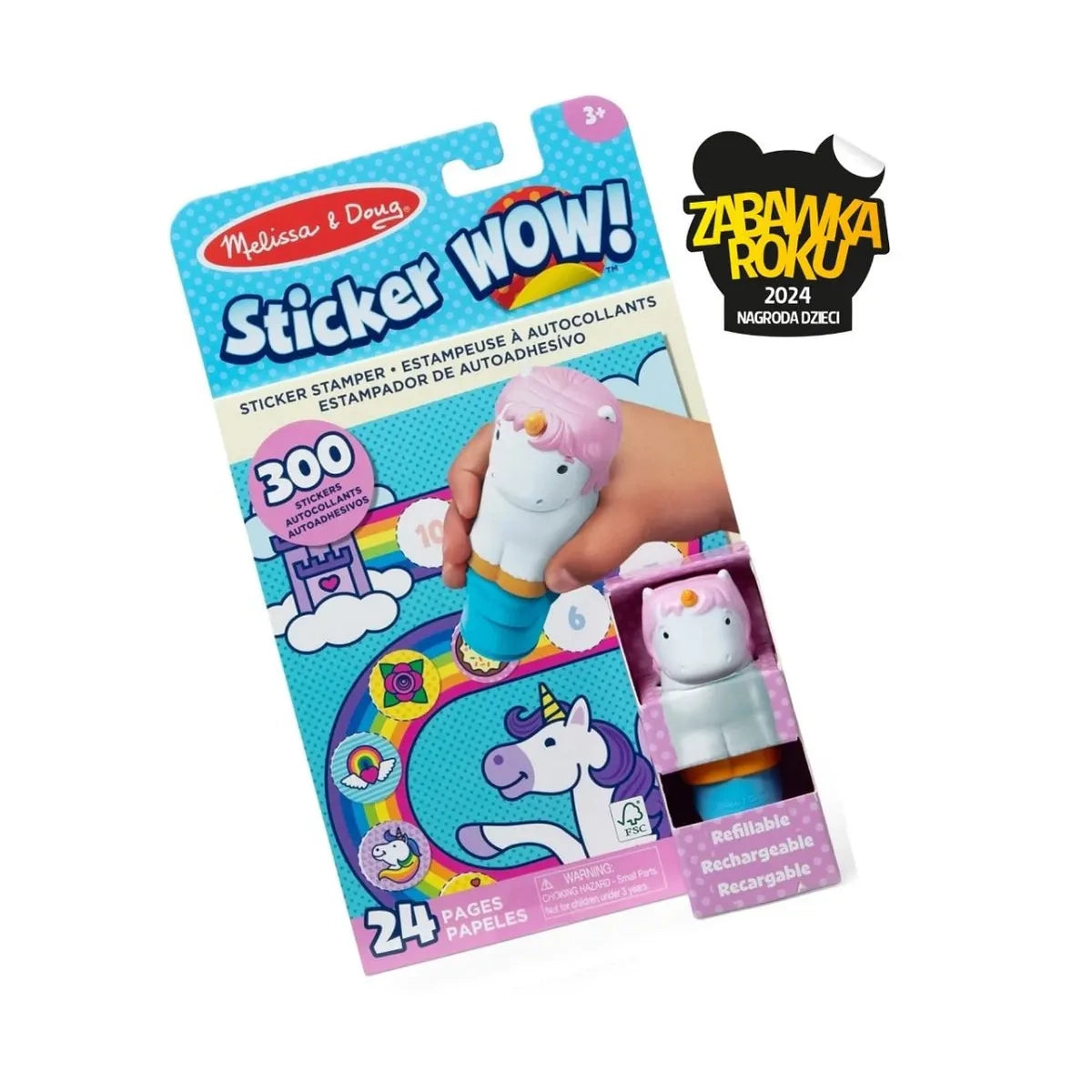 Książeczka i stempelek z naklejkami Jednorożec Sticker Wow, od 3 lat