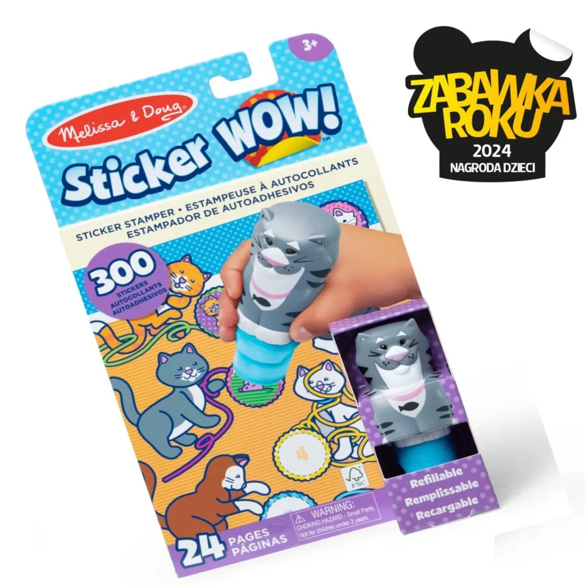 Sticker Wow – Książeczka i stempelek z naklejkami – Kot, od 3 lat