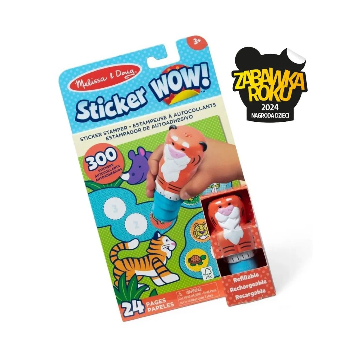 Książeczka i stempelek z naklejkami Tygrys Sticker Wow, od 3 lat