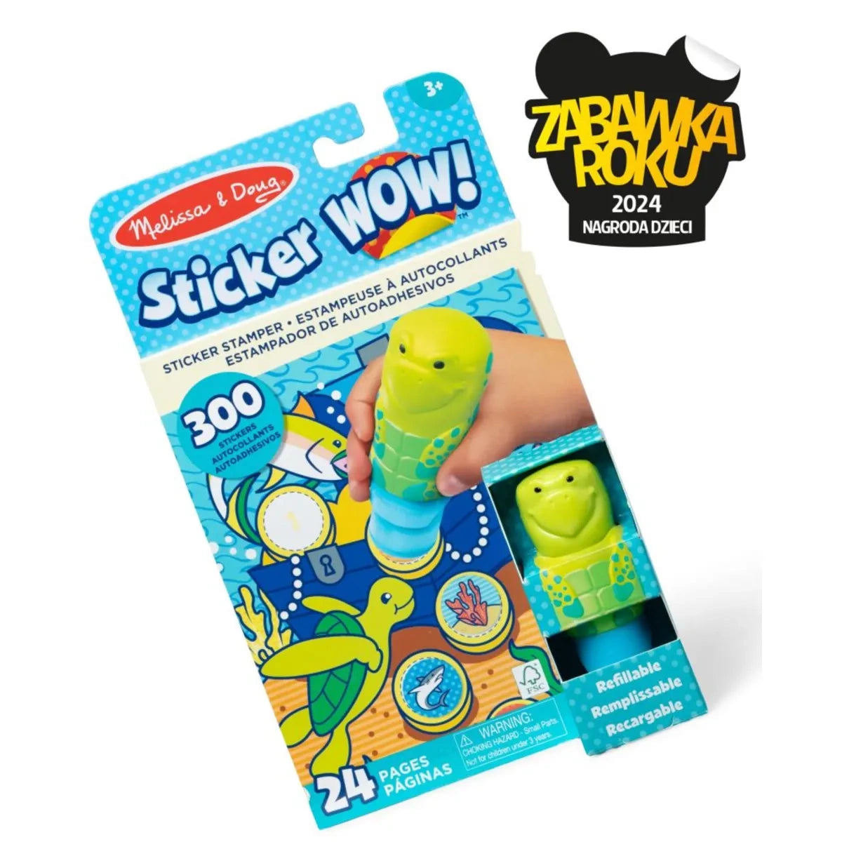 Książeczka i stempelek z naklejkami Żółw morski Sticker Wow, od 3 lat