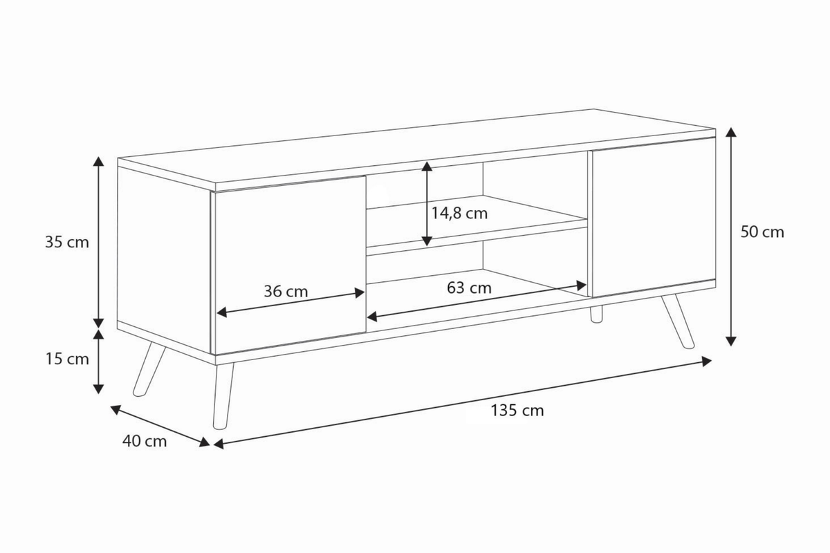 Szafka RTV Focus 135 cm Dąb artisan biały
