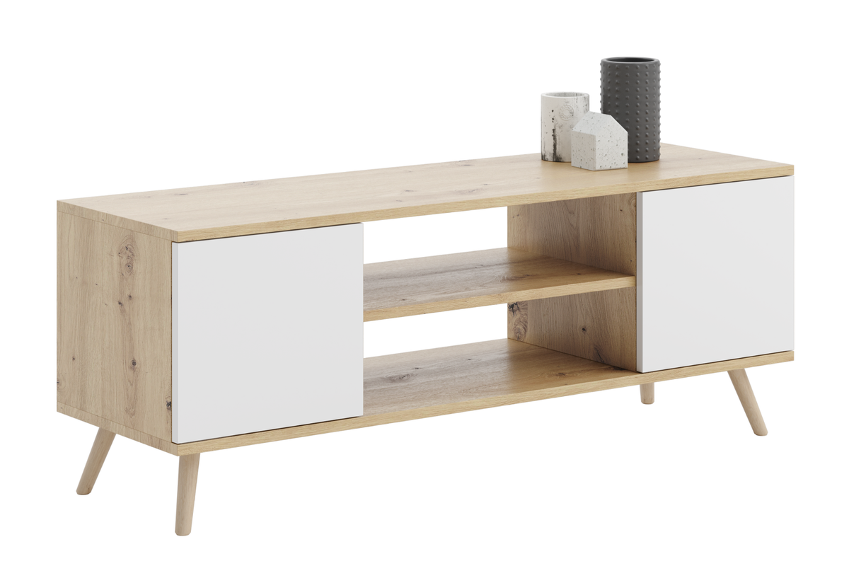 Szafka RTV Focus 135 cm Dąb artisan biały