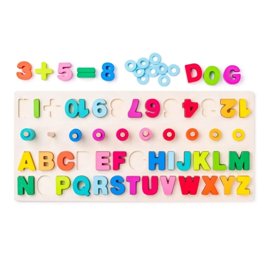 Tablica puzzle alfanumeryczne z literami i cyframi + znaki, od 3 lat