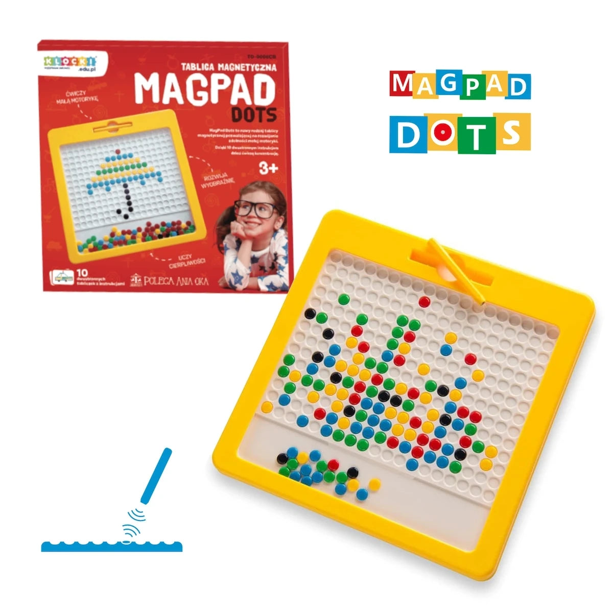 Tablica magnetyczna Dots Żółta, od 3 lat