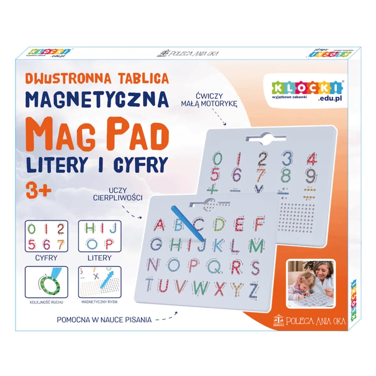 Tablica magnetyczna Litery i Cyfry Dwustronna, od 3 lat